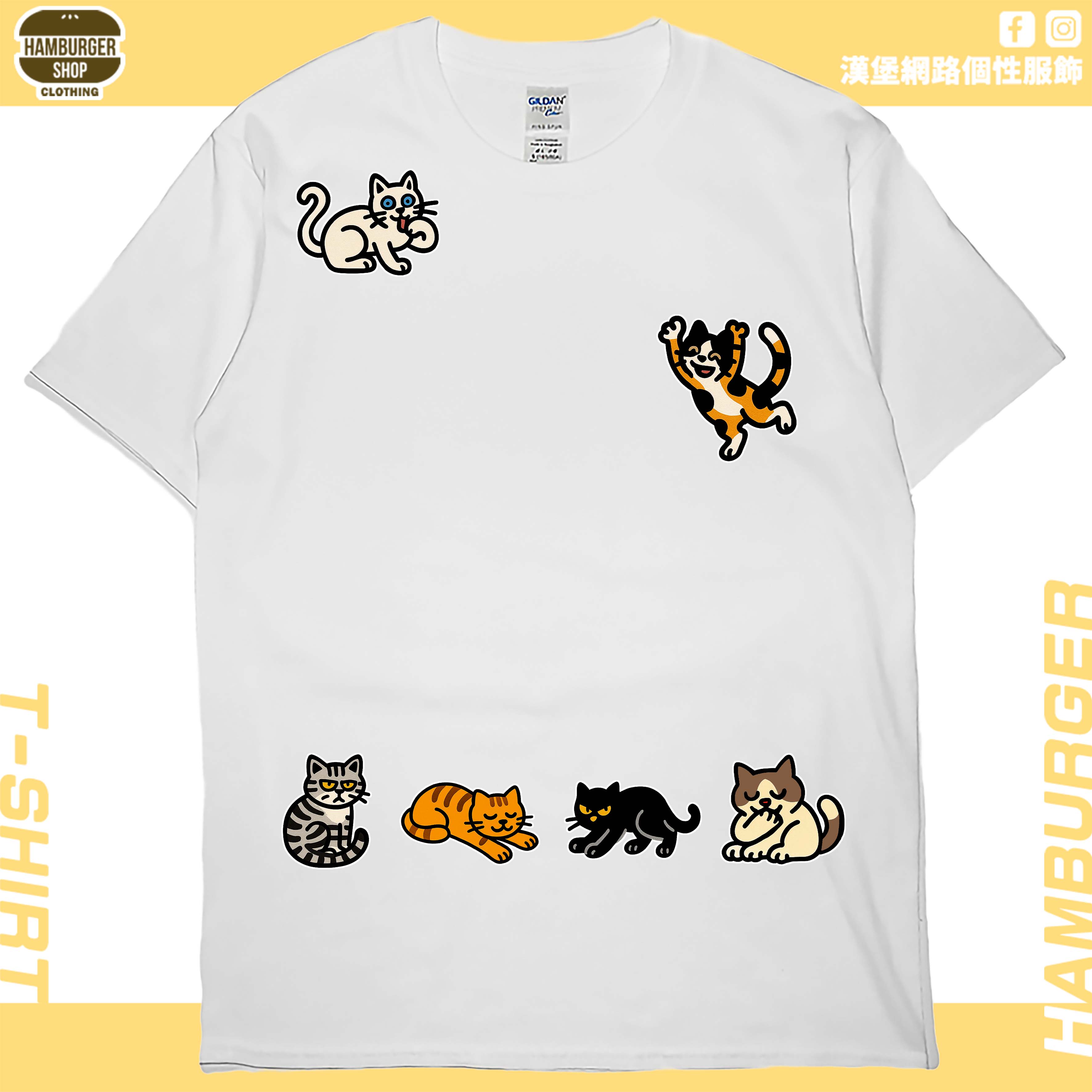 零碼出清 - 貓咪塗鴉(短T) 白6XL