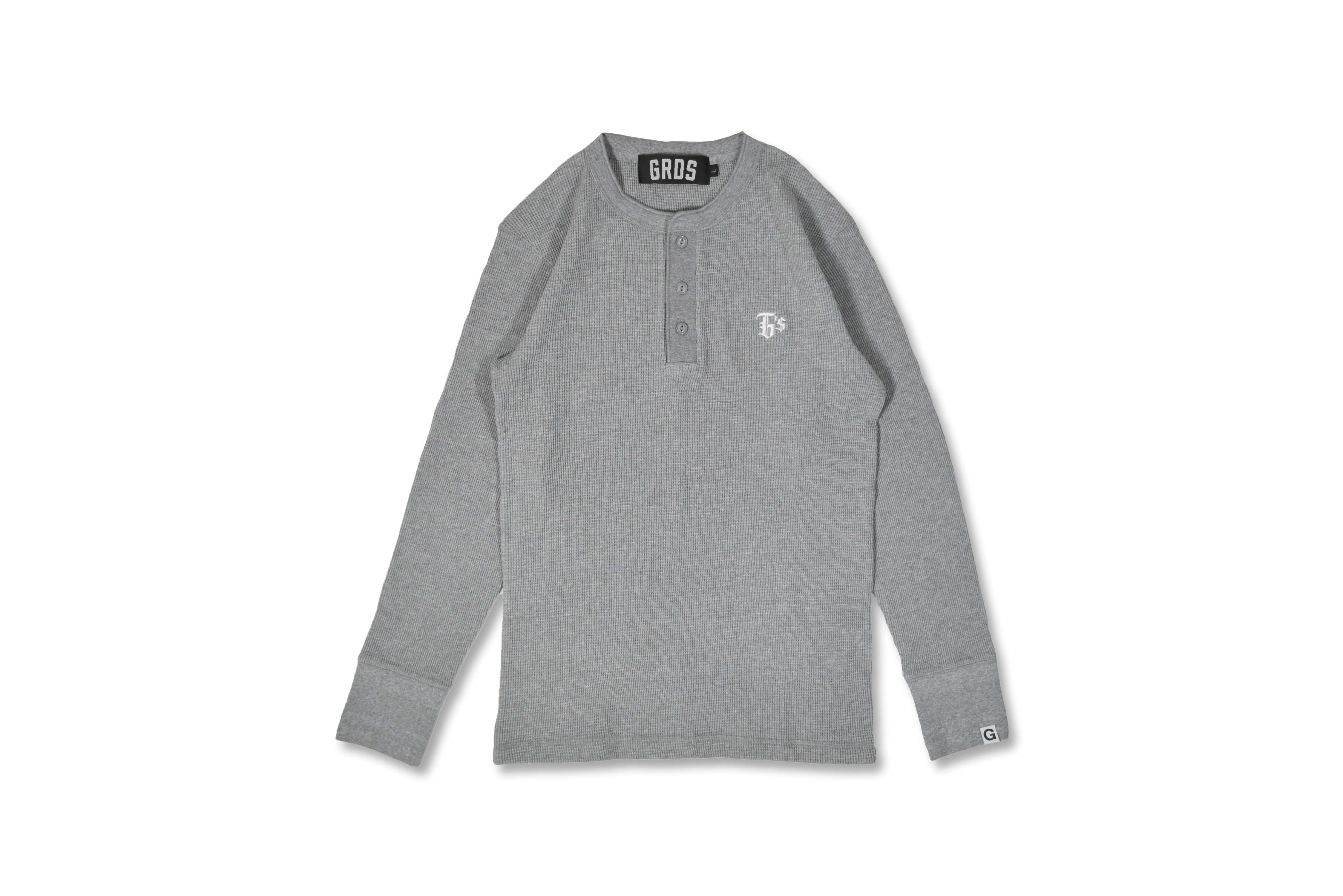 G'$ Goethe WAFFLE HENLEY LONG SLEEVE TEE(灰) G'$ Goethe WAFFLE HENLEY LONG SLEEVE TEE(灰)