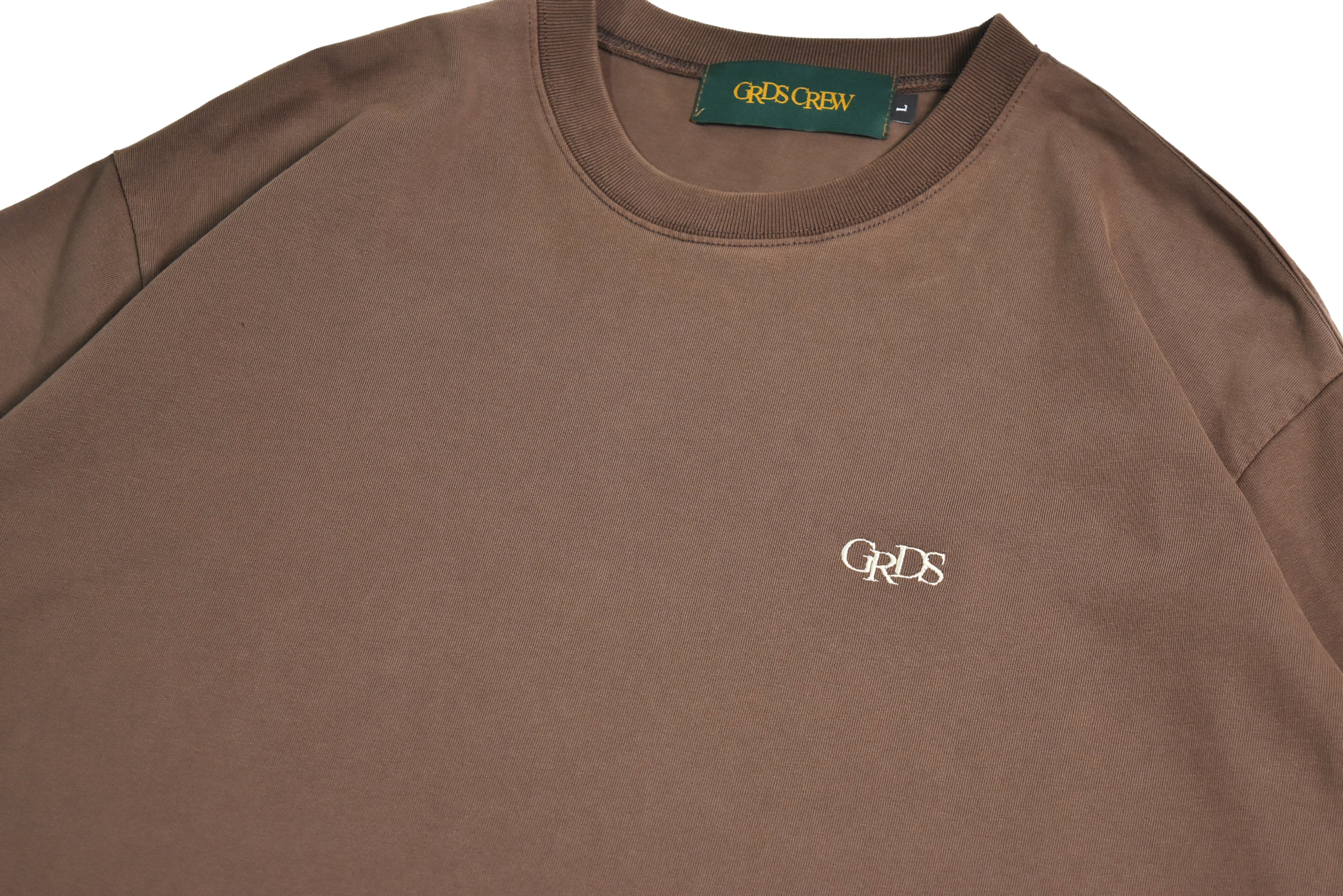 Embroidered Classic Logo Plain T-SHIRT(洗舊咖啡)