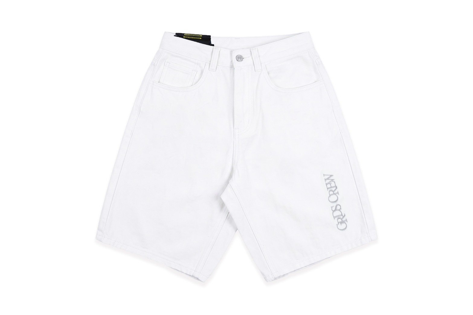 GRDSCREW STRAIGHT LOGO DENIM SHORTS(白)