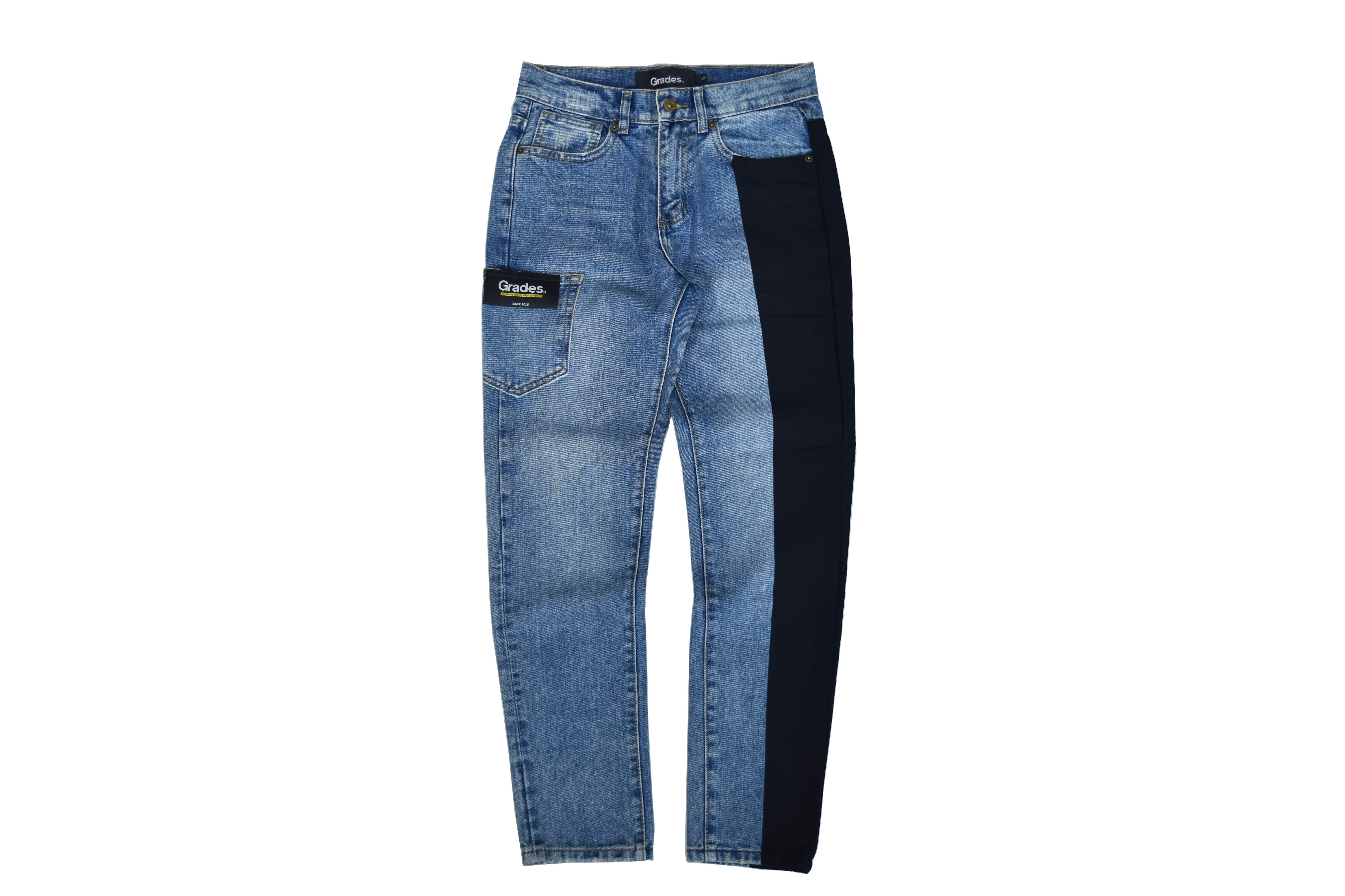 STITCHING HALF JEANS 單邊對半拼接牛仔褲(藍) STITCHING HALF JEANS 單邊對半拼接牛仔褲(藍)