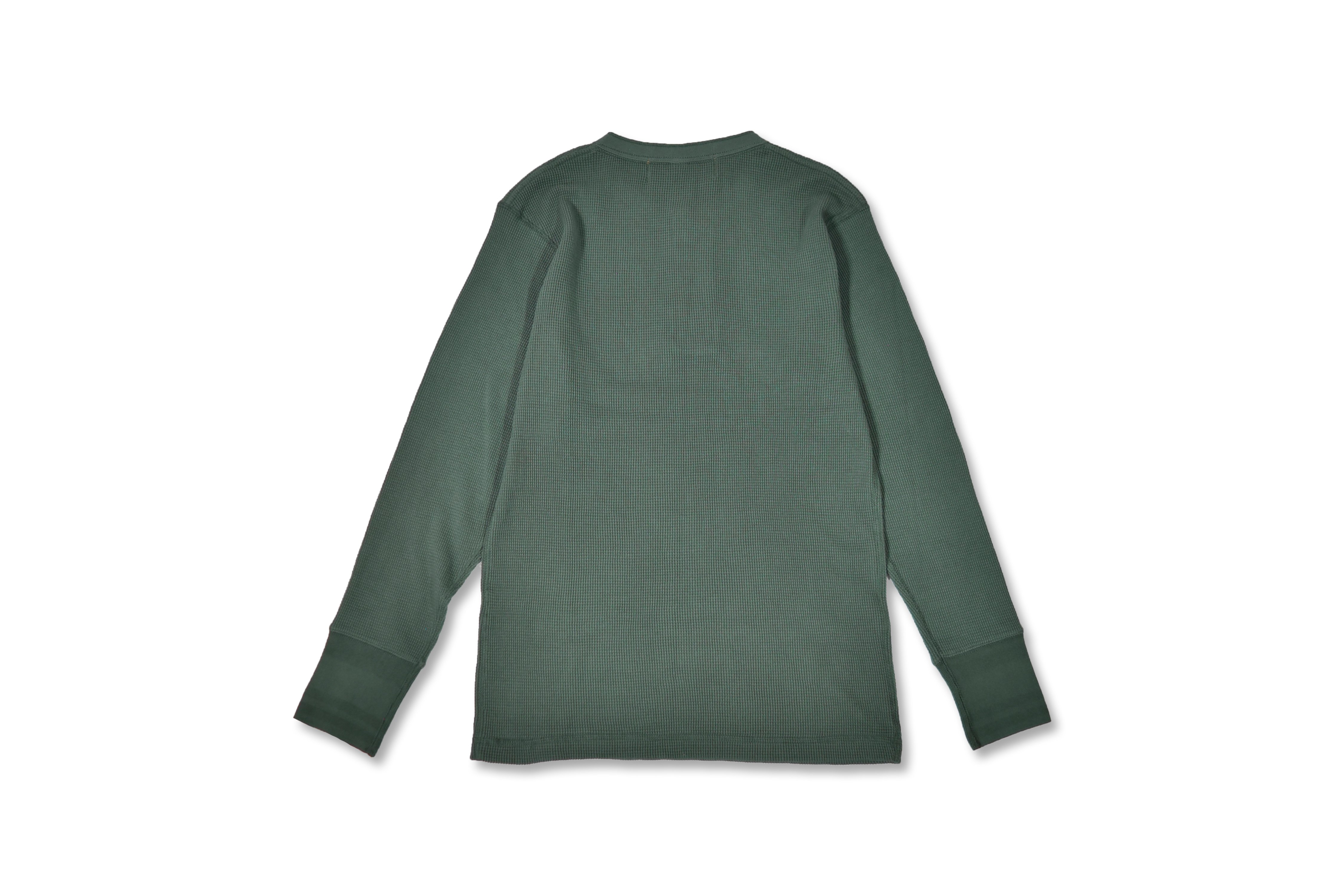 G'$ Goethe WAFFLE HENLEY LONG SLEEVE TEE(綠)