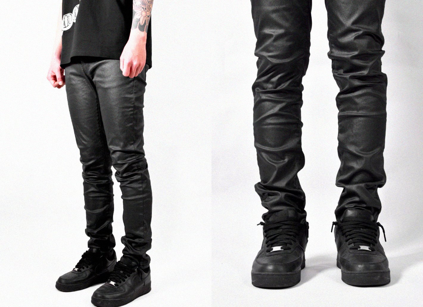 Paint wax pants 蠟面修身窄筒貼腿彈性皮褲