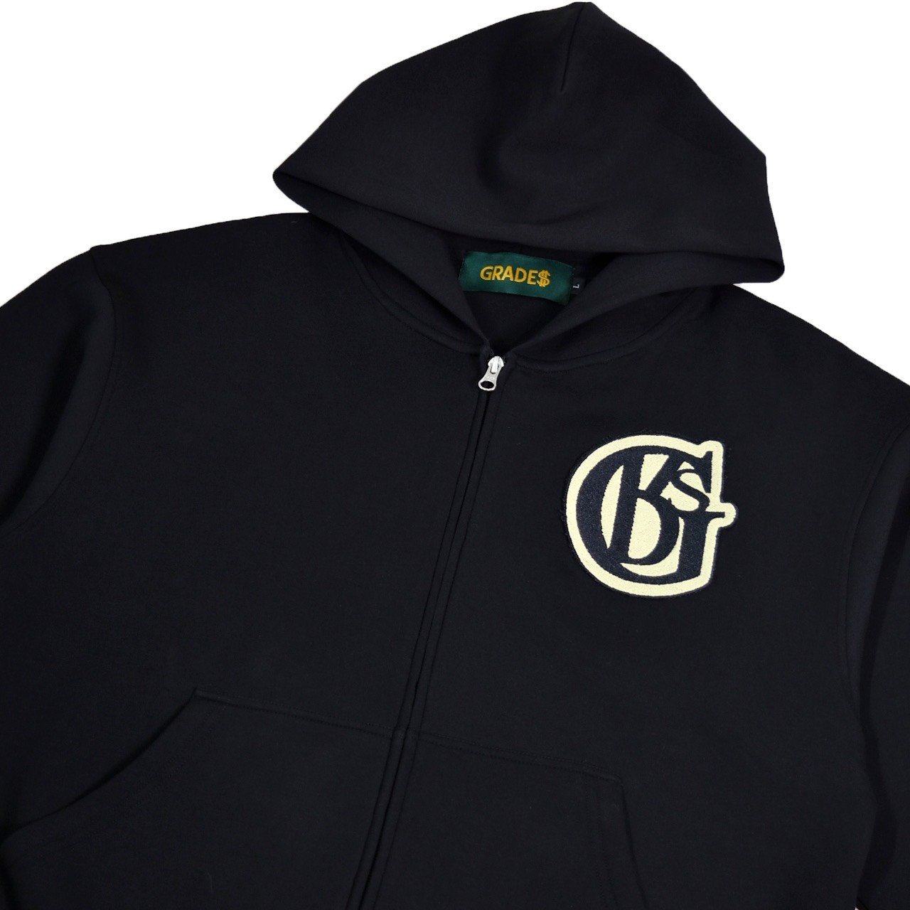 THE SIGN BADGE ZIPPER HOODIE(太空棉/黑)