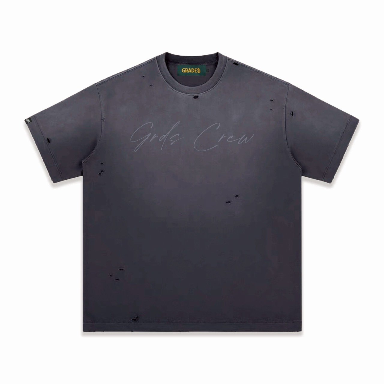 HANDWRITING LOGO DISTRESSED WASHED T-Shirt(水洗黑)