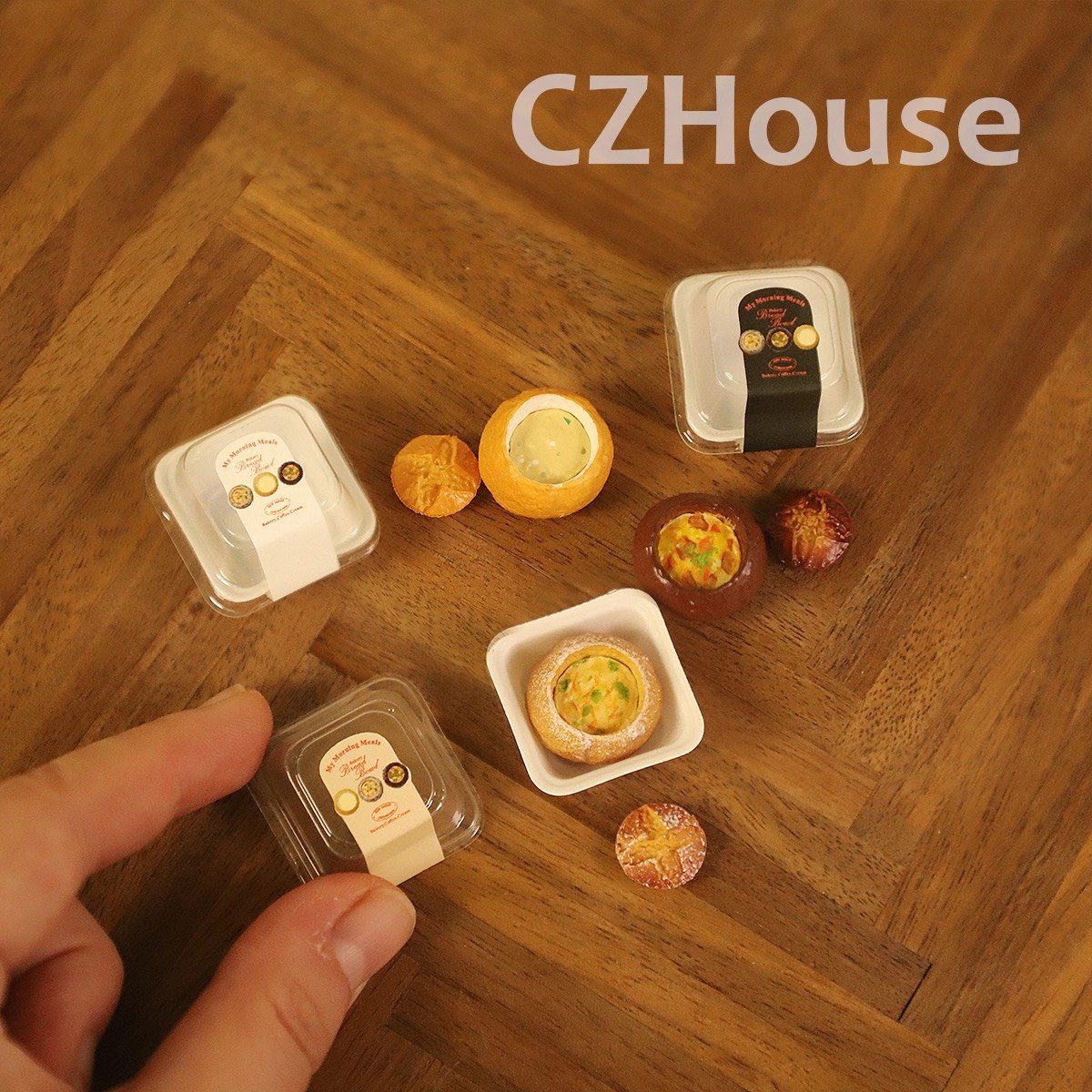 CZHOUSE 濃湯碗 麵包湯碗 濃湯 迷你 袖珍 黏土人 大陸手作 微縮 盒玩 食玩 擺飾 娃娃屋