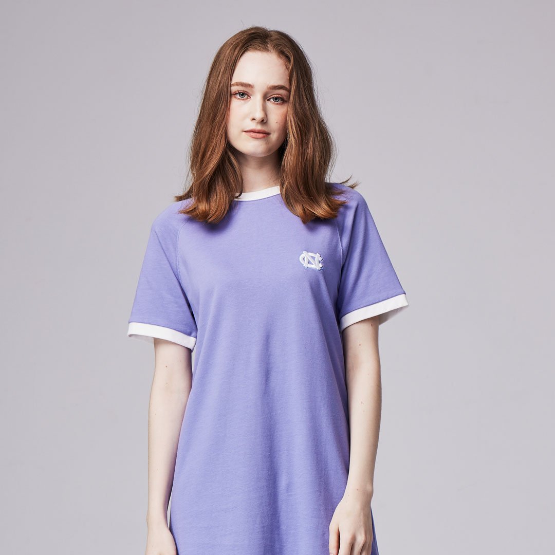 NCAA北卡羅來納大學UNC經典Logo拉克蘭袖洋裝-紫