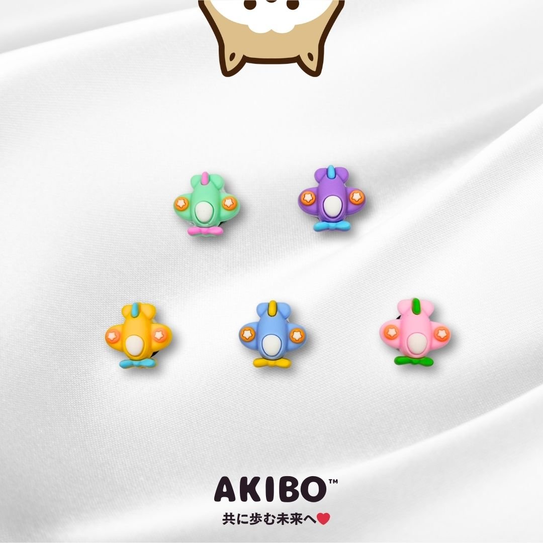 AKIBO多彩飛機款洞洞鞋扣(五件組)