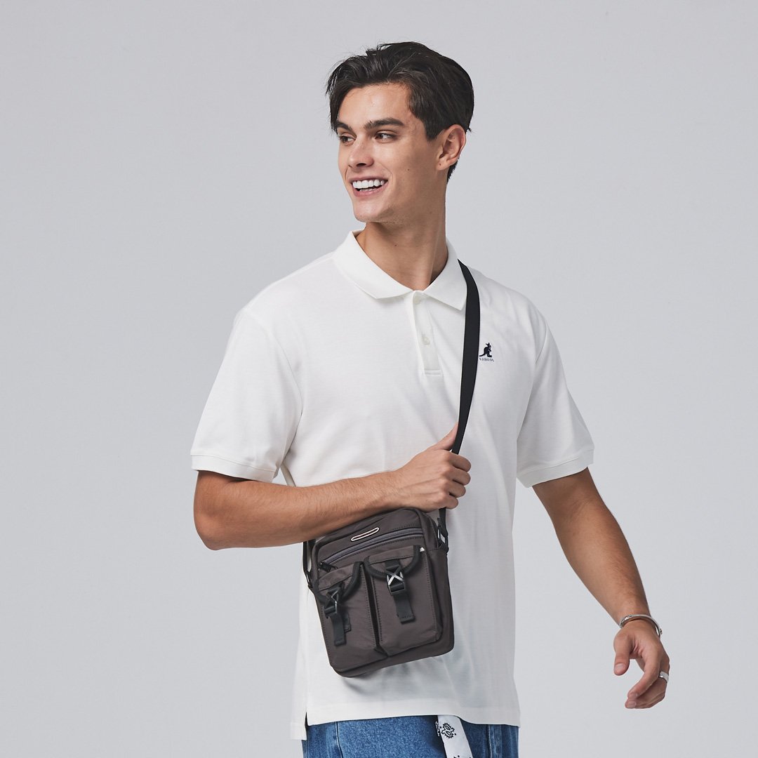 NCAA哈佛大學Harvard工裝雙口袋側背包-黑