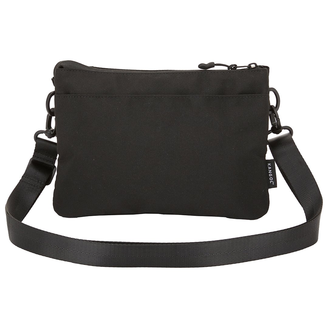 KANGOL多夾層小側包-經典黑