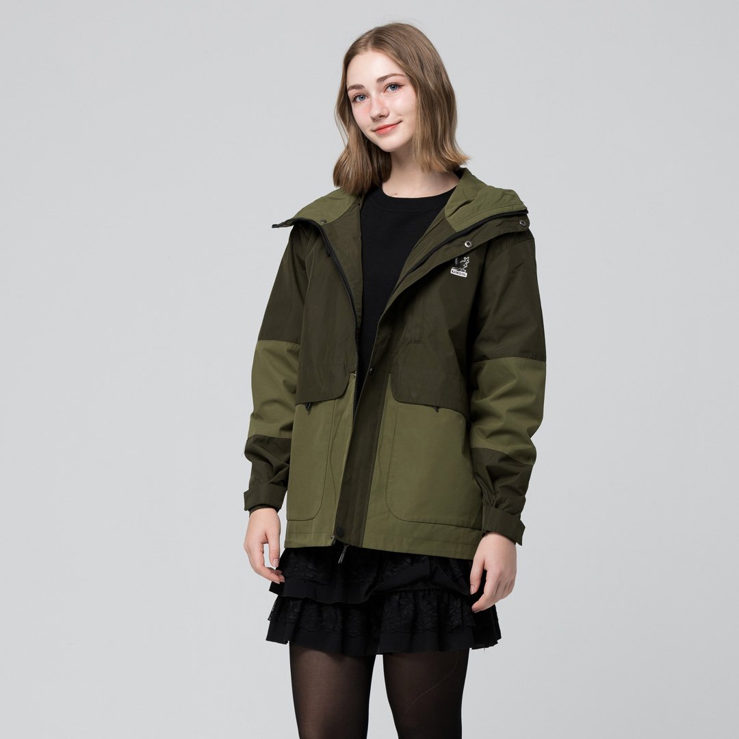 KANGOL袋鼠中性防潑水風衣外套-深綠(男女共款)