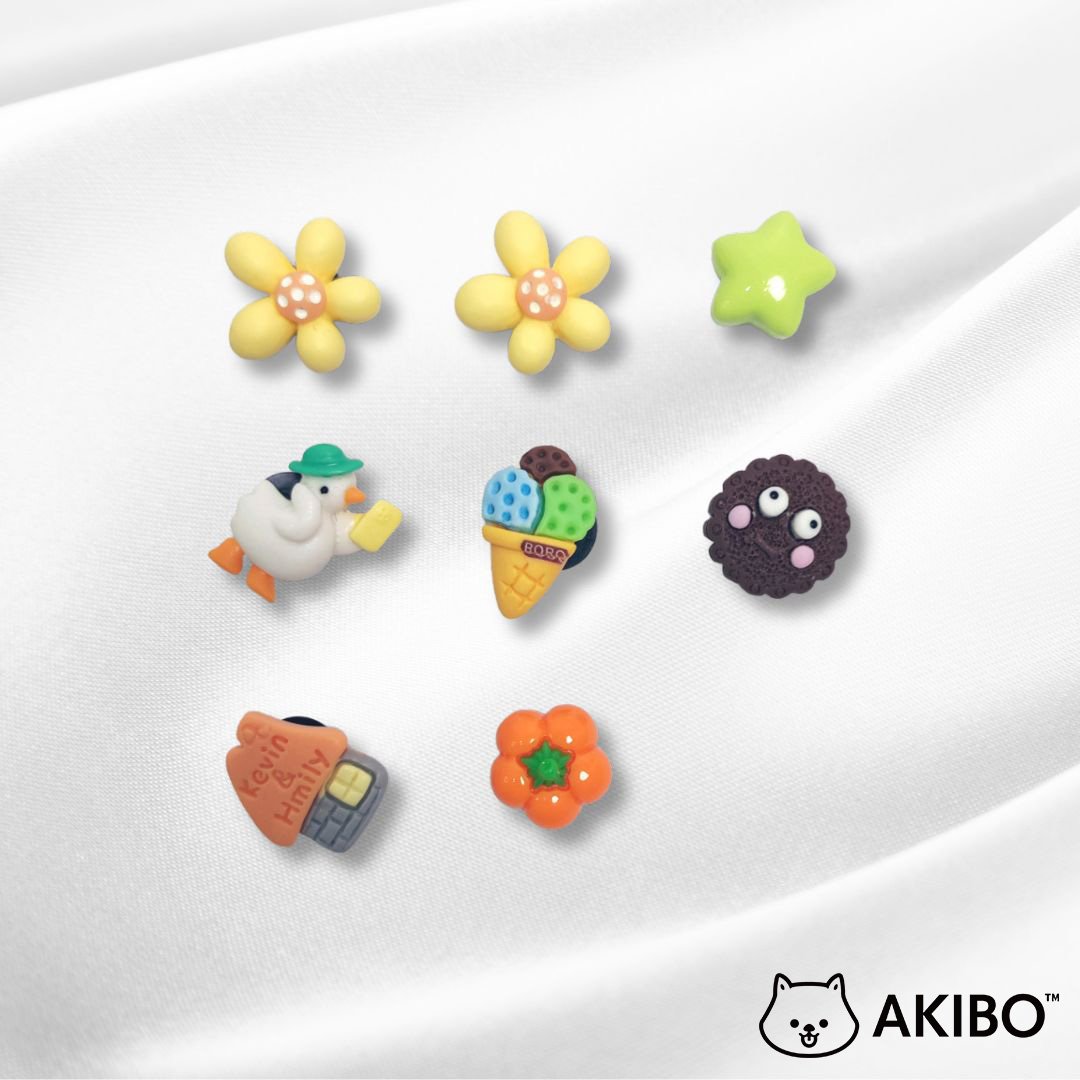 AKIBO繽紛歡樂款洞洞鞋扣 (八件組)