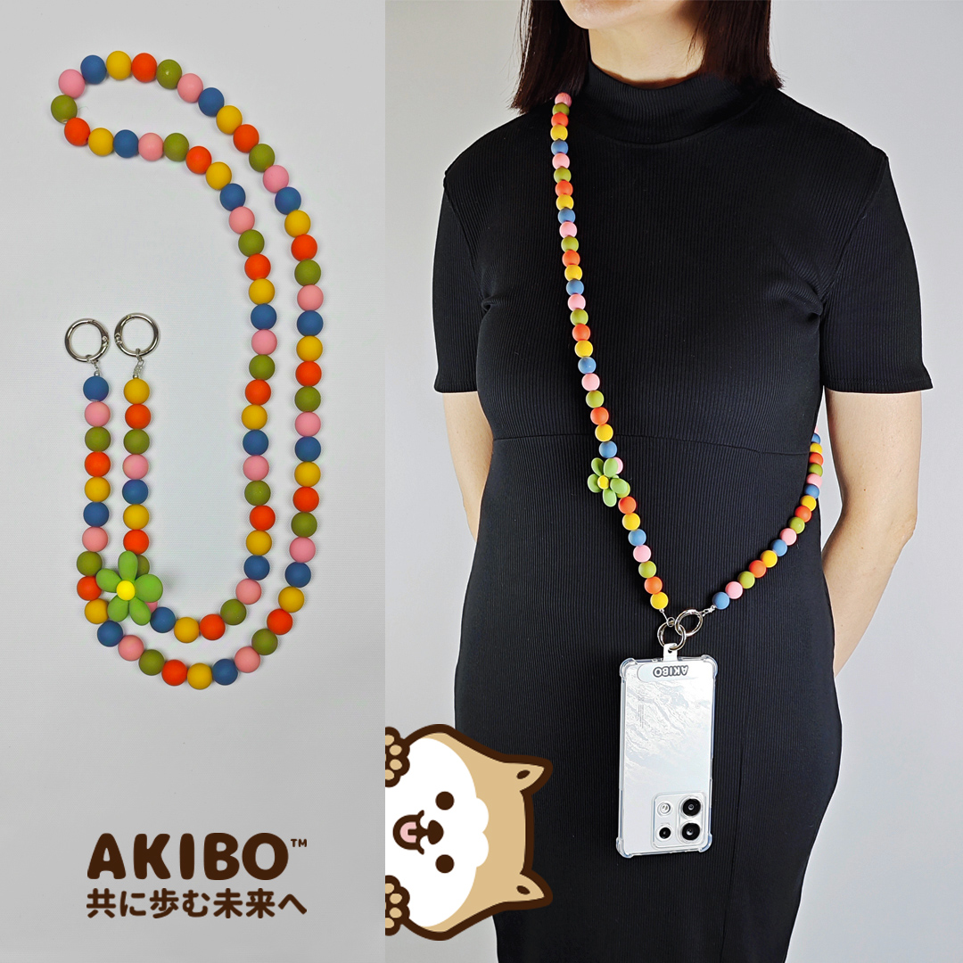 AKIBO童趣彩珠包包手機掛繩-多彩(中性款、木質)  / 內附AKIBO品牌手機掛片1個)