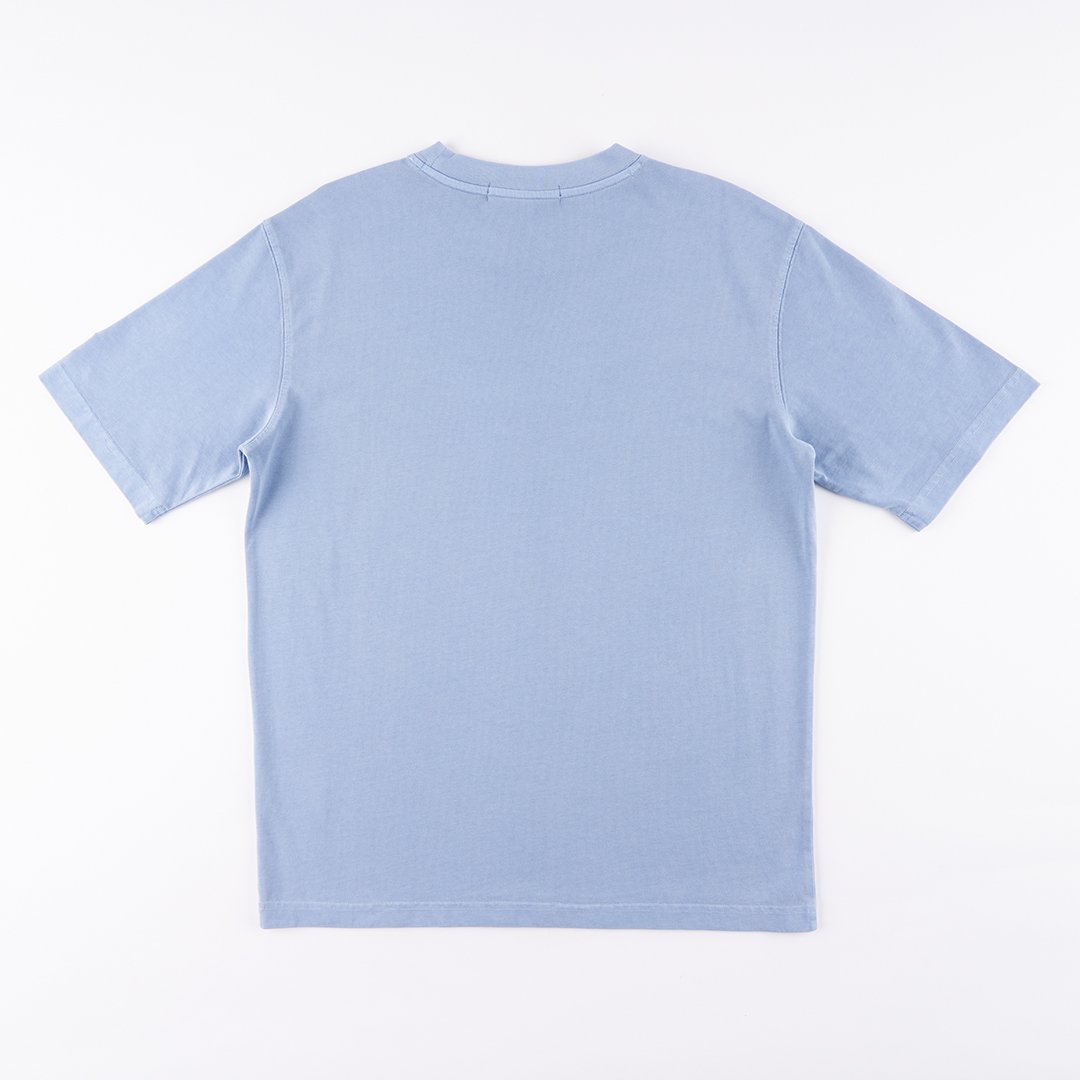 KANGOL中性寬版水洗短T-藍