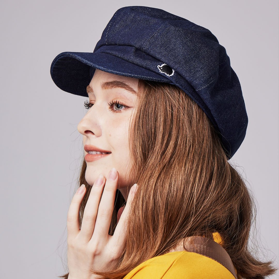 SCANDINAVIAN FOREST北歐小刺蝟水洗刺繡丹寧報童帽-牛仔深藍