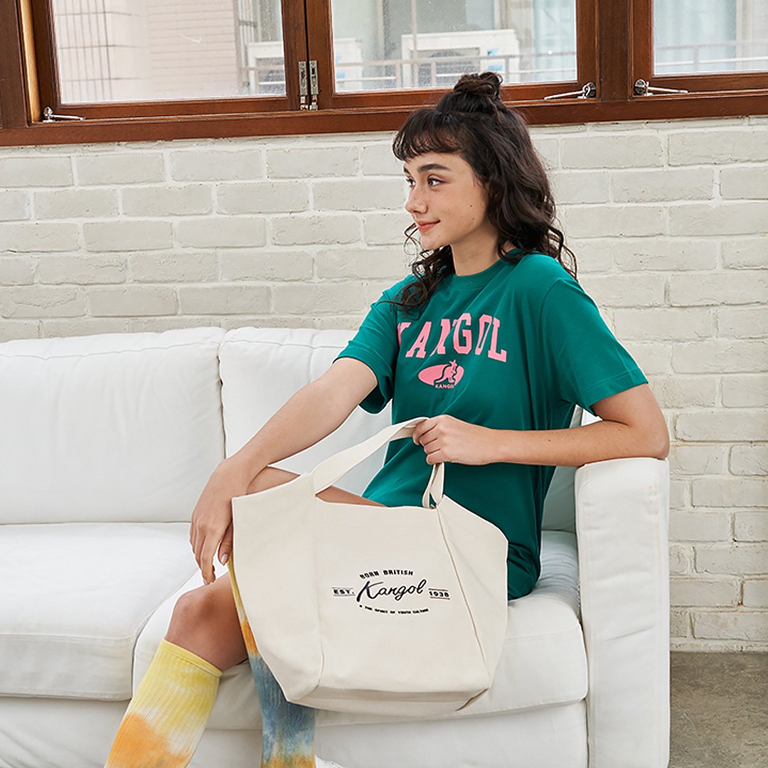KANGOL帆布托特包-米白