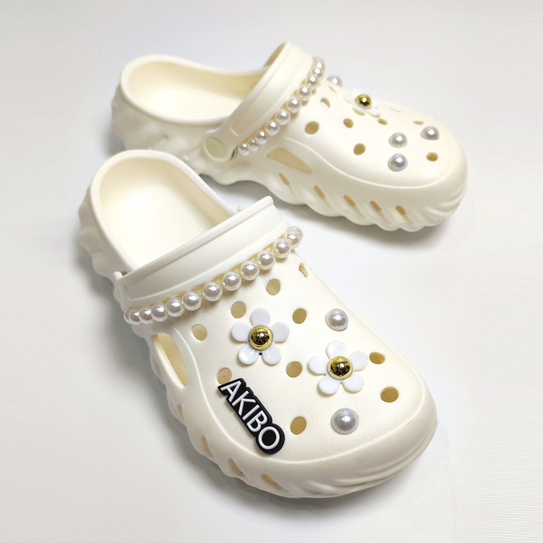 AKIBO珍珠小花款洞洞鞋扣 (十一件組)