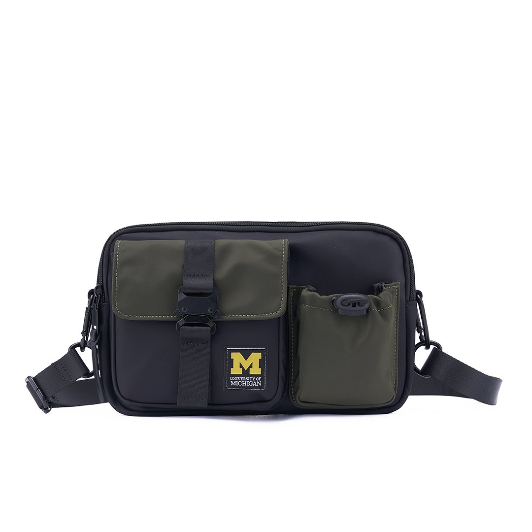NCAA密西根大學Michigan工裝風機能側背包-綠