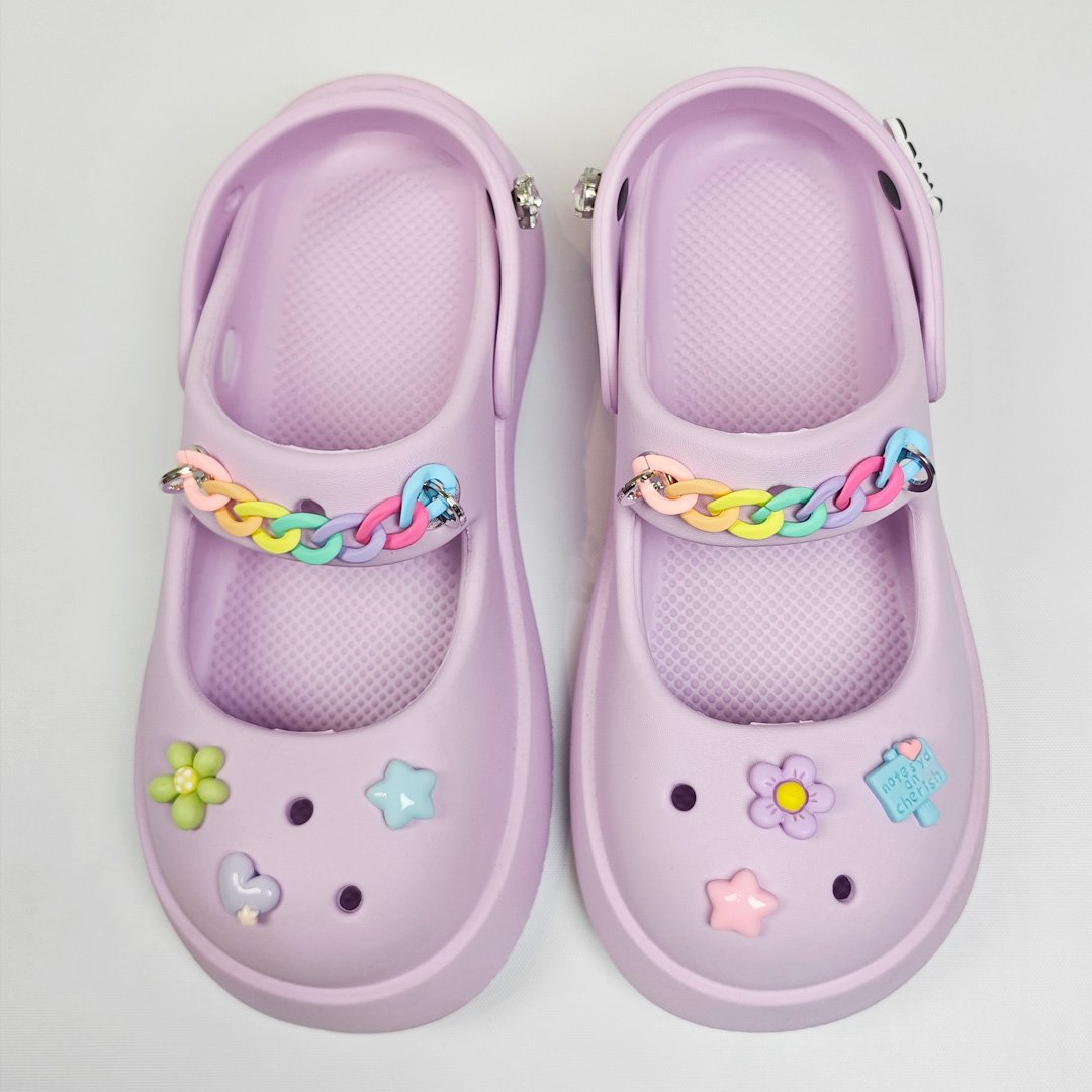 【買1送1】AKIBO瑪莉珍洞洞鞋-薰衣紫(女款、4.5公分厚底增高、雲朵感、輕量、兩穿、防水) / 內附AKIBO品牌鞋扣1個。現在買再送鞋扣組(不挑款)