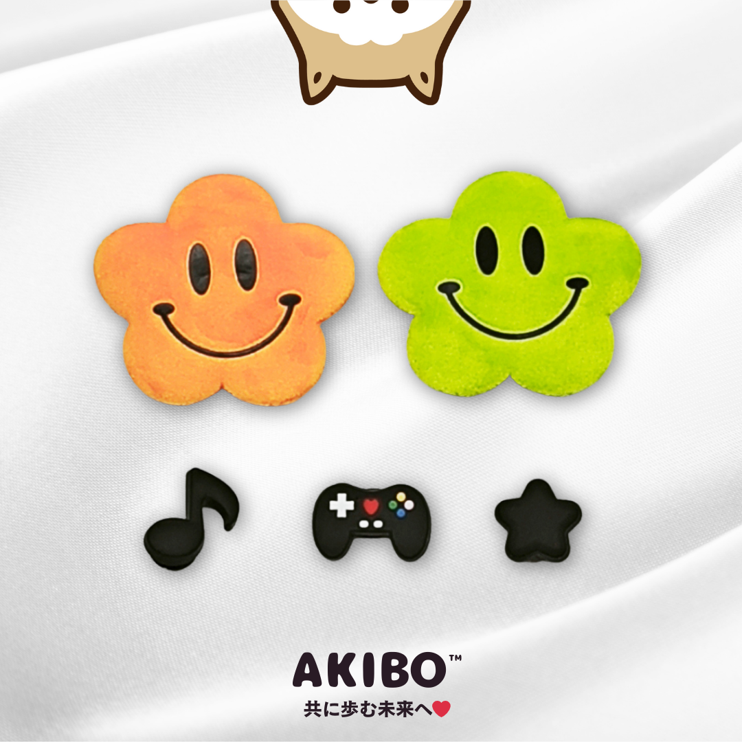 AKIBO微笑双星款洞洞鞋扣(五件組)