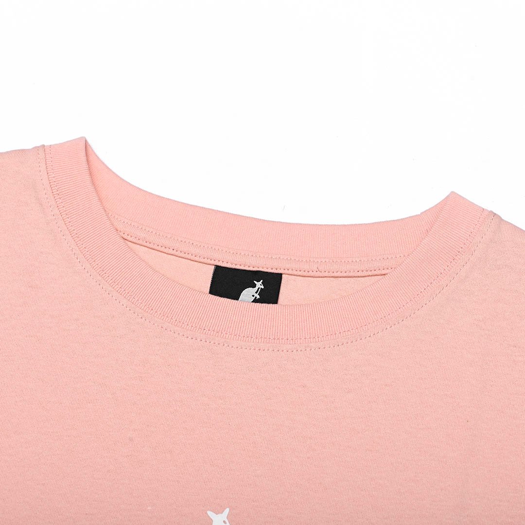 KANGOL袋鼠女款蓋肩袖棉T-粉