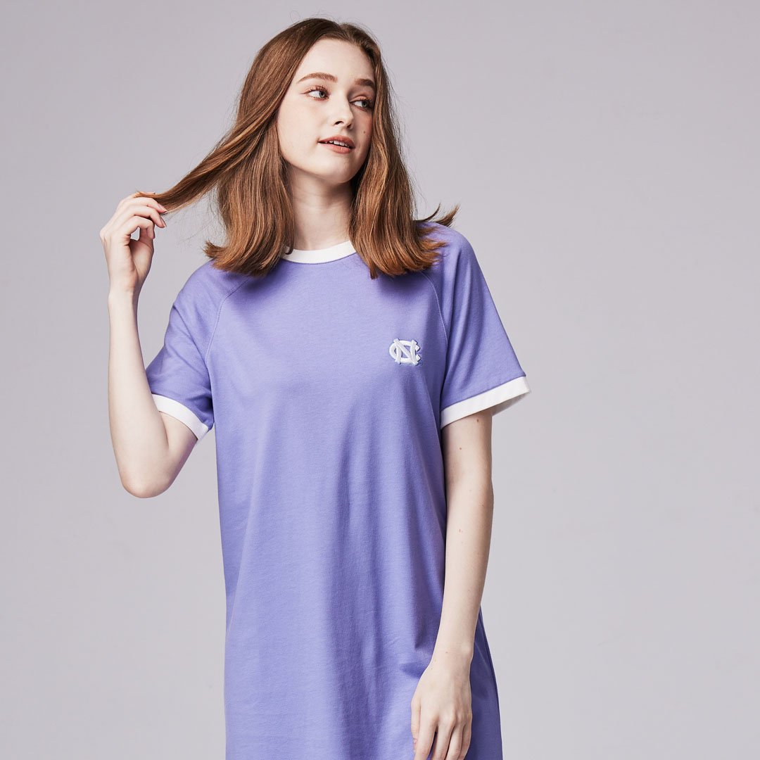 NCAA北卡羅來納大學UNC經典Logo拉克蘭袖洋裝-紫