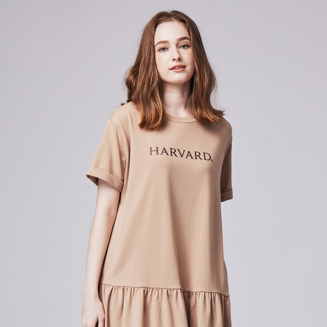 NCAA哈佛大學Harvard經典Logo洋裝-深卡其