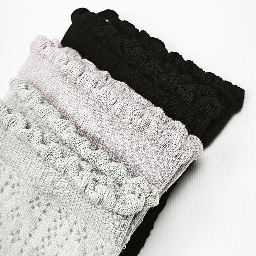 AKIBO日系優雅鏤空中筒襪(三件組)-女款