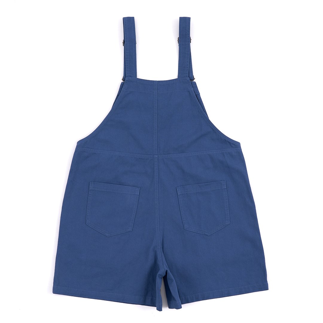 KANGOL袋鼠水洗吊帶短褲-藍