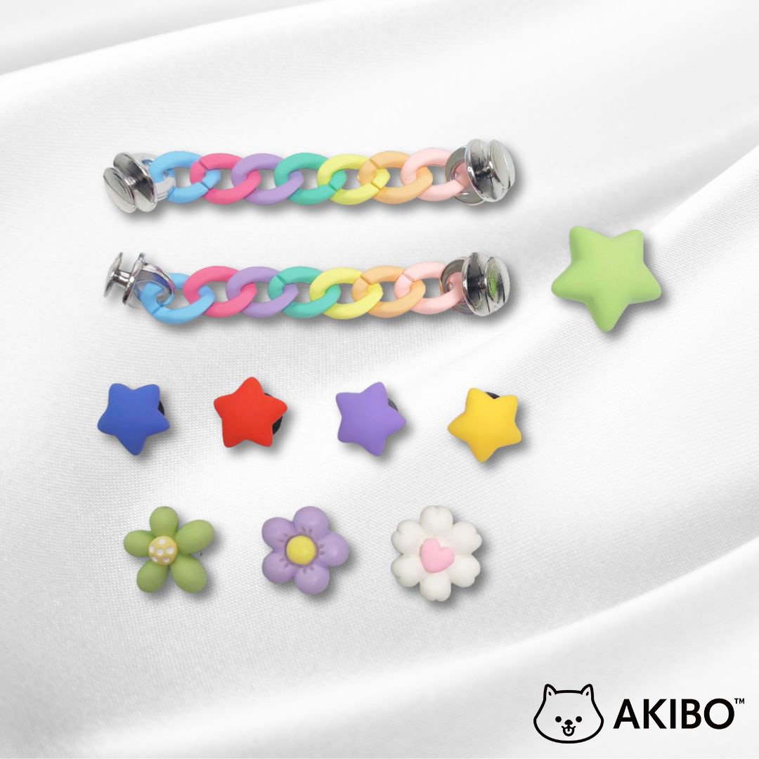AKIBO彩色星星款洞洞鞋扣 (十件組)