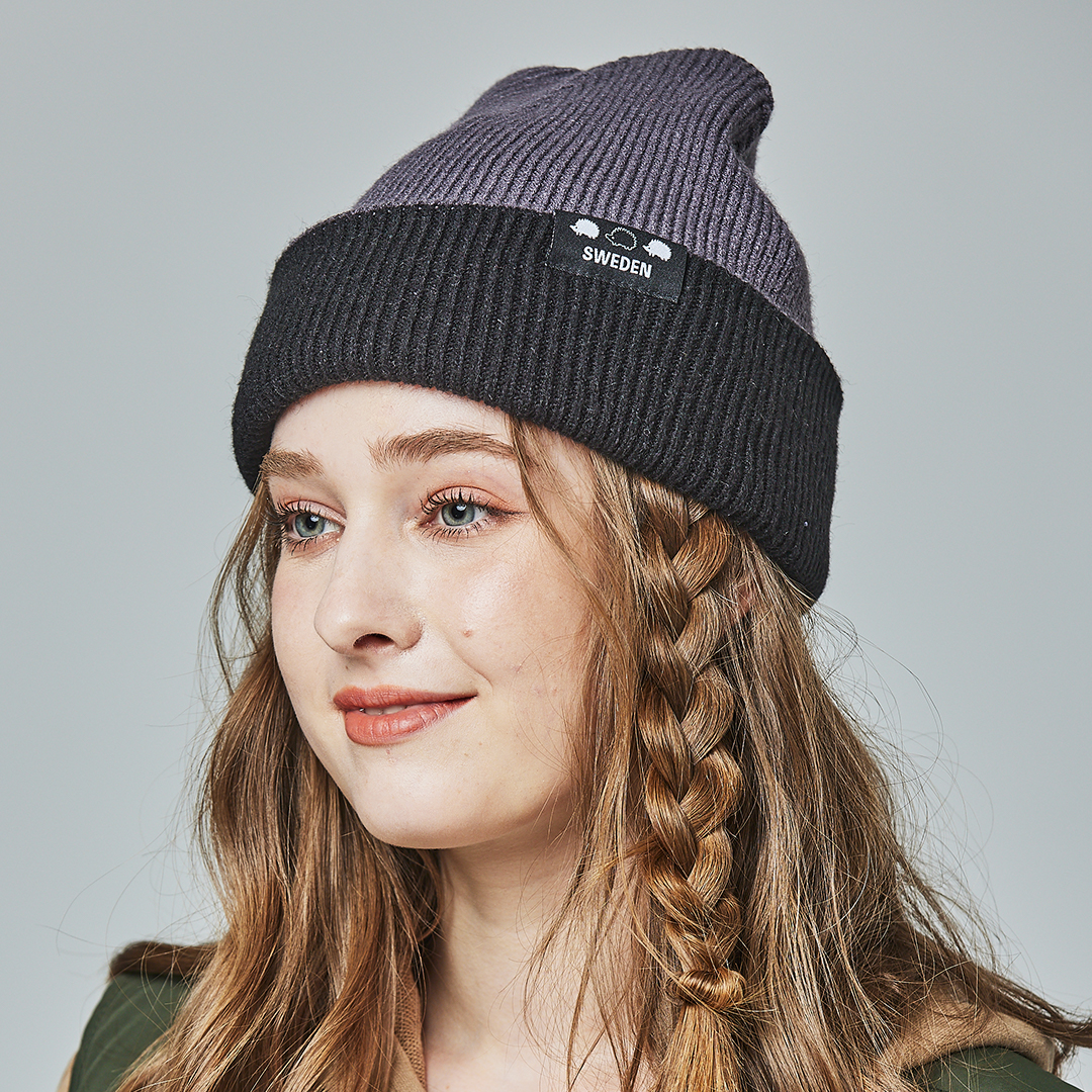 SCANDINAVIAN FOREST北歐小刺蝟雙面保暖針織毛帽-低調灰