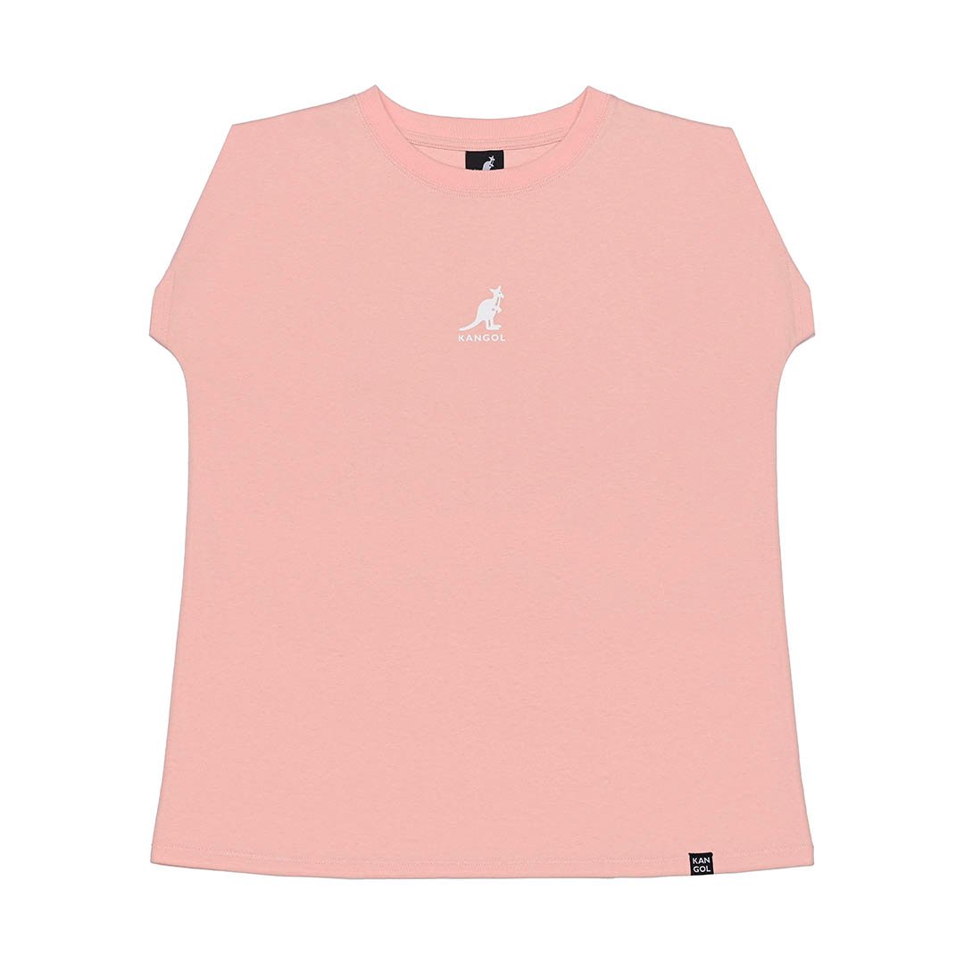 KANGOL袋鼠女款蓋肩袖棉T-粉