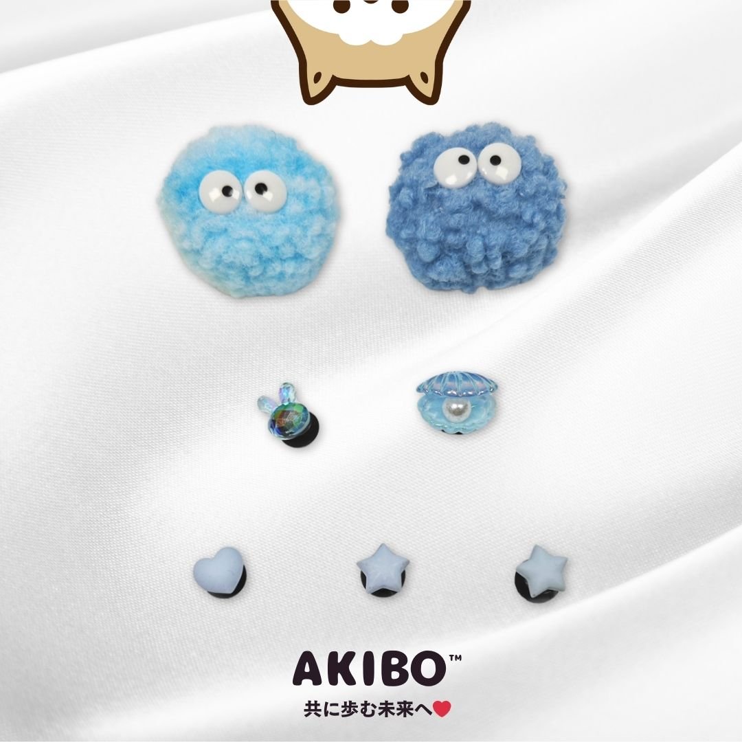 AKIBO清新藍調款洞洞鞋扣 (七件組)