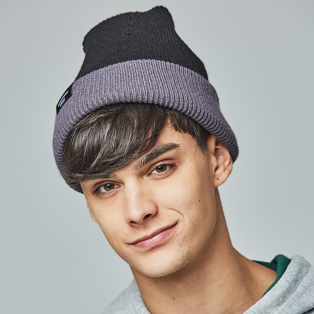 SCANDINAVIAN FOREST北歐小刺蝟雙面保暖針織毛帽-低調灰