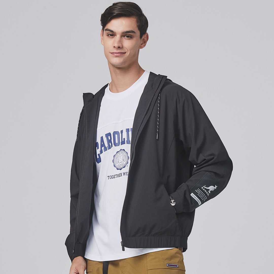 KANGOL男款透氣機能外套-黑