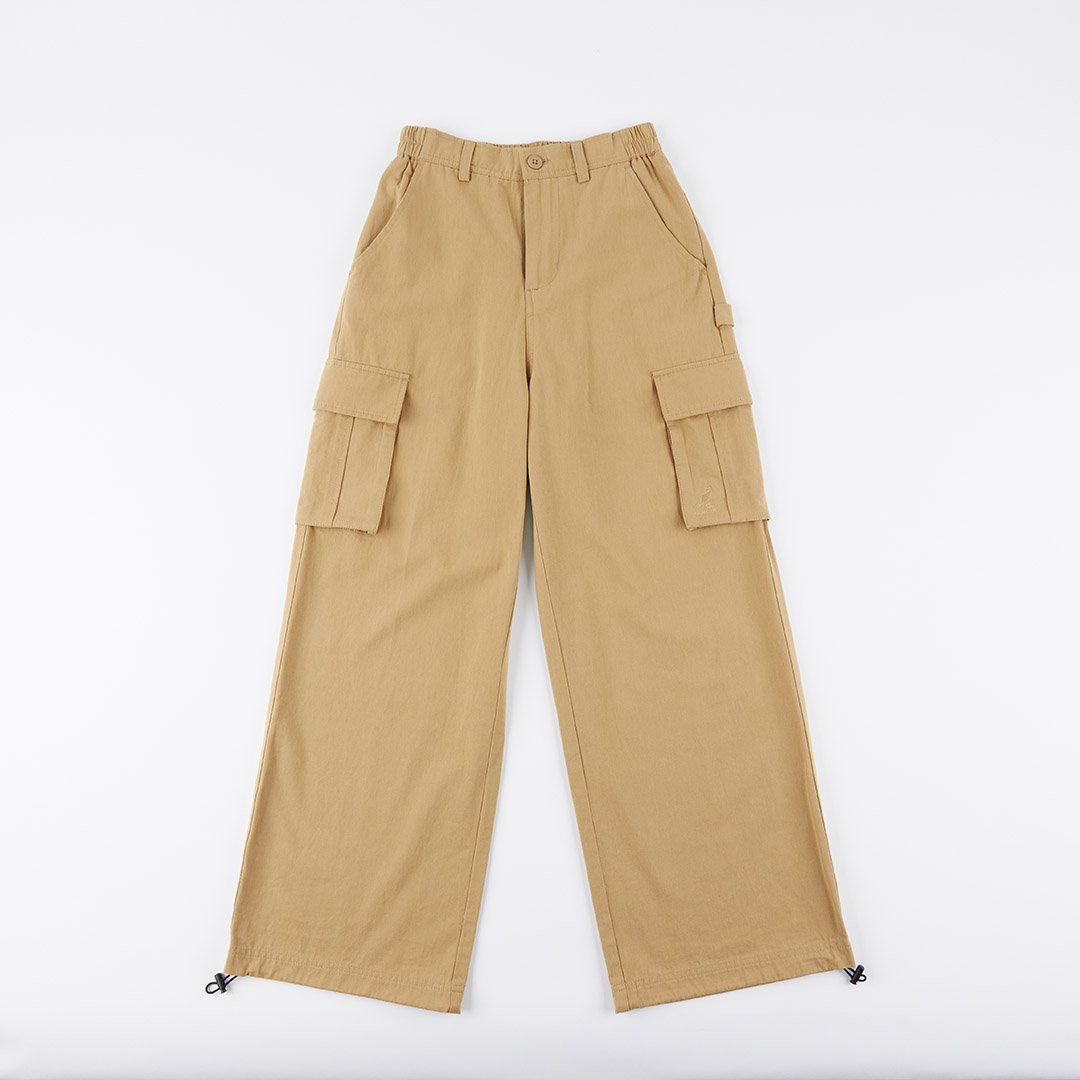 KANGOL袋鼠女款工裝長褲-卡其