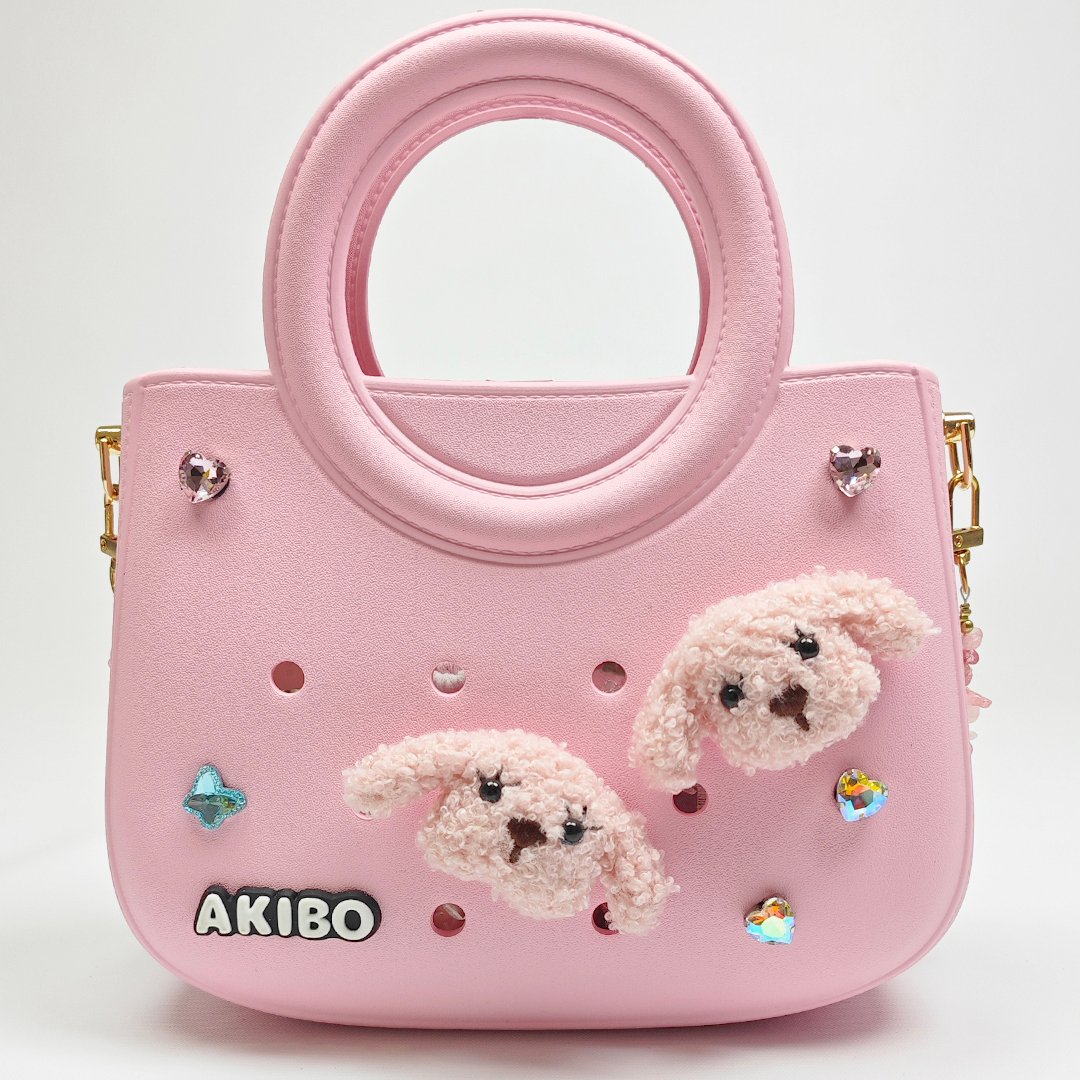 AKIBO粉紅貴賓款洞洞鞋扣(七件組)