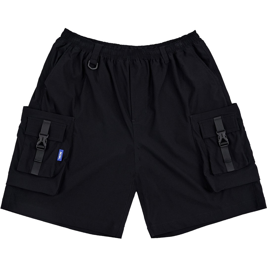 NCAA寬版立體袋短褲-黑