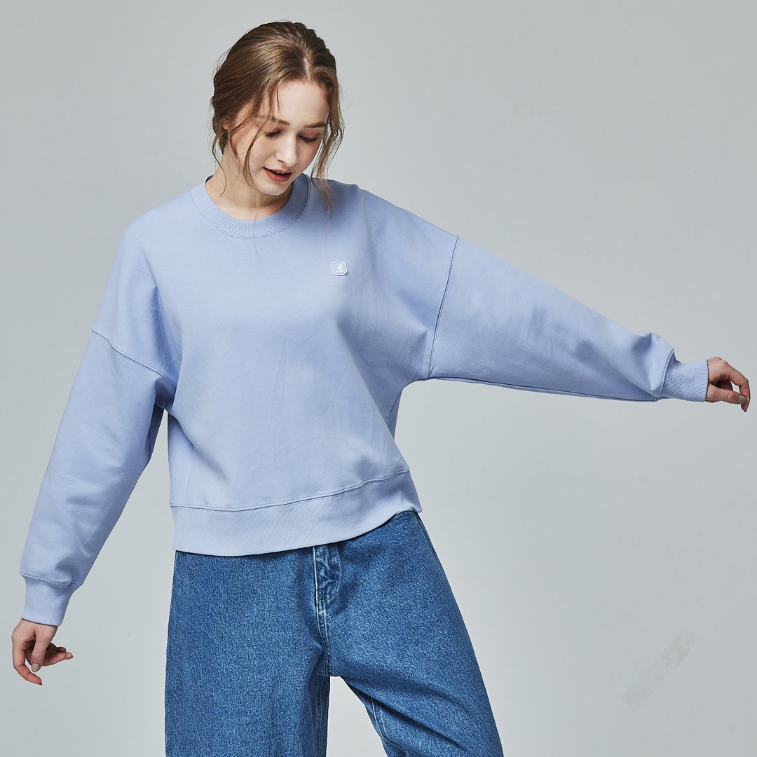 KANGOL袋鼠女款小Logo圓領T-藍