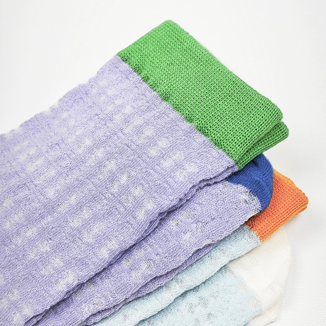 AKIBO繽紛撞色中筒襪(兩件組)-女款