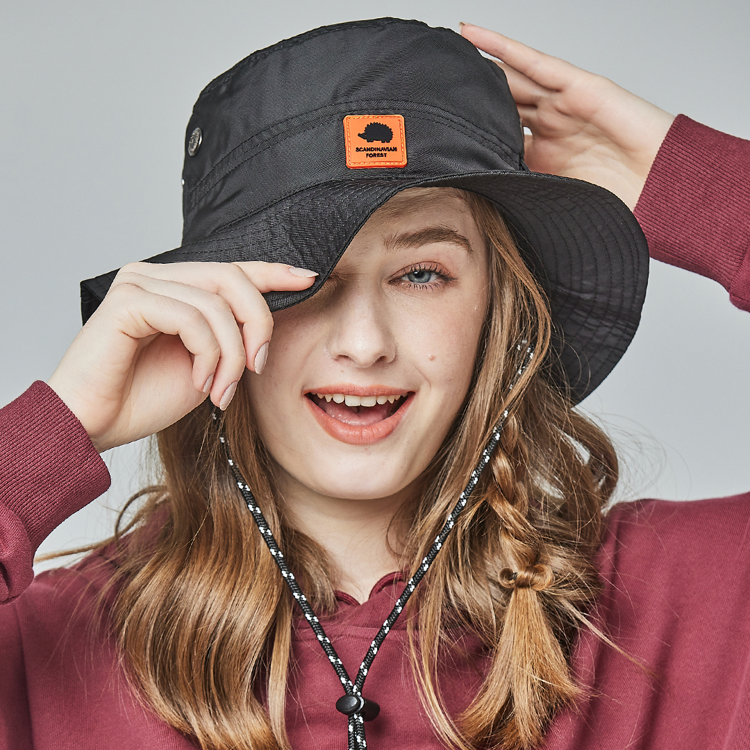 SCANDINAVIAN FOREST北歐小刺蝟戶外漁夫帽-百搭黑