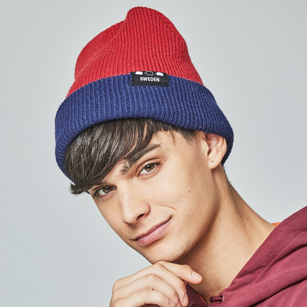 SCANDINAVIAN FOREST北歐小刺蝟雙面保暖針織毛帽-酒紅