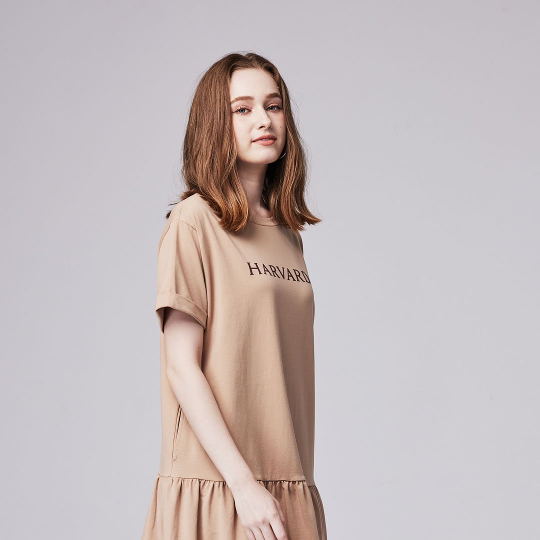 NCAA哈佛大學Harvard經典Logo洋裝-深卡其