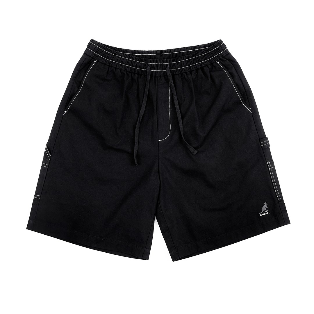 KANGOL袋鼠中性水洗五分褲-黑