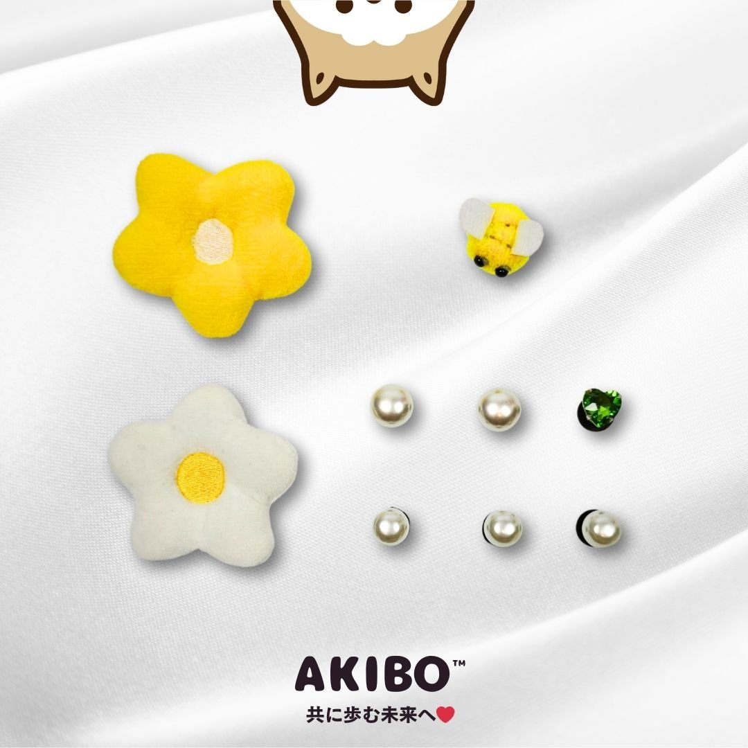 AKIBO蜜蜂轉轉款洞洞鞋扣 (九件組)