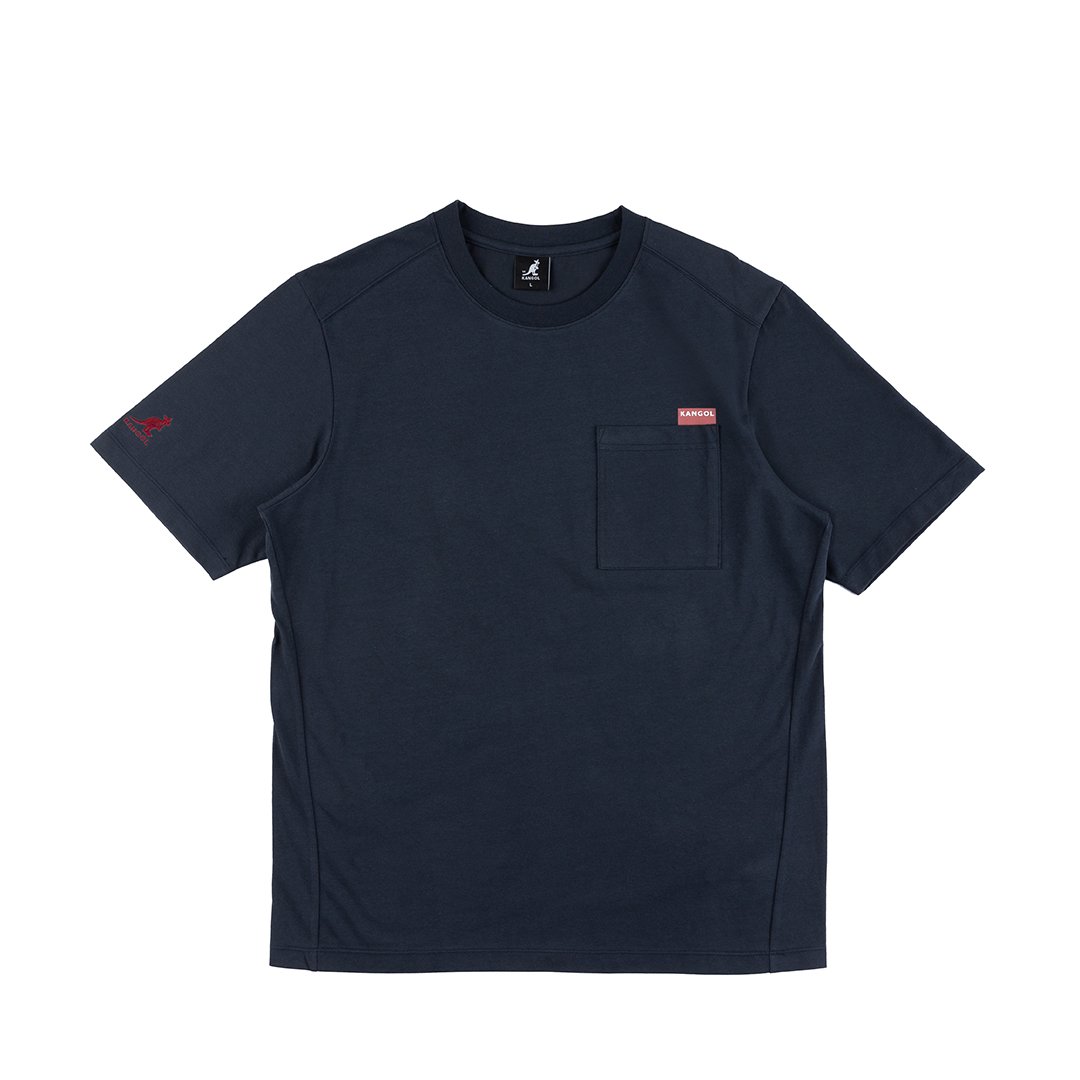 KANGOL中性微落肩口袋T-深藍