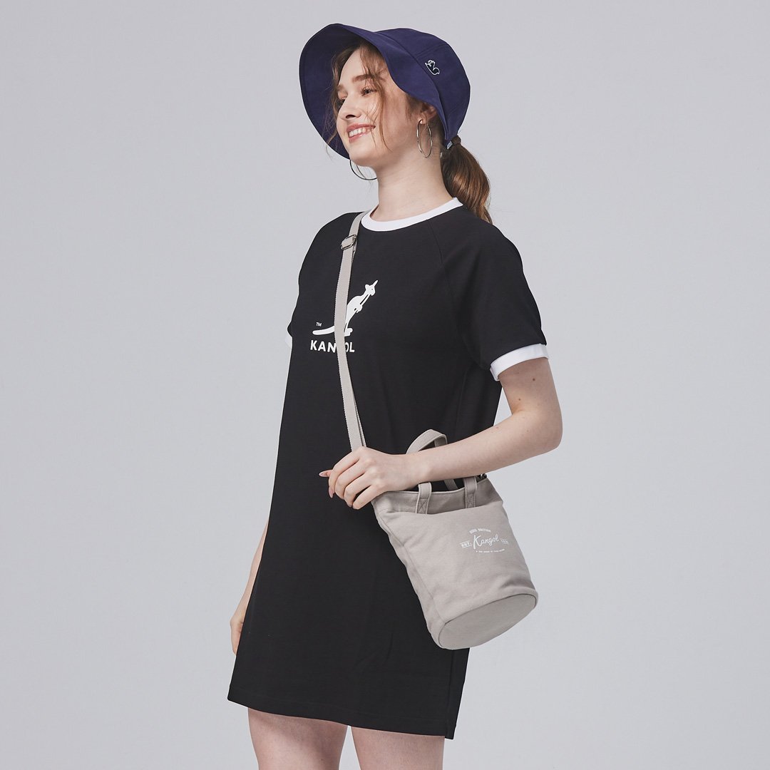 KANGOL帆布側背包-灰