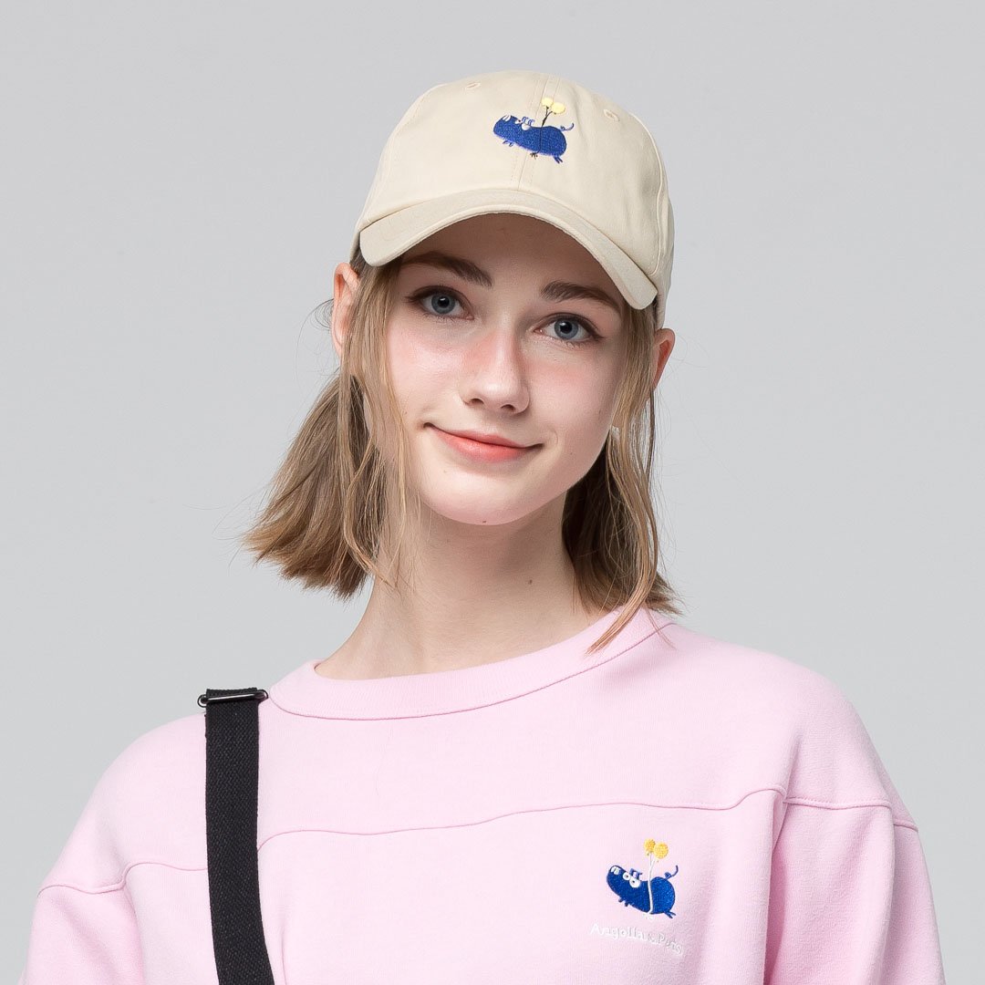 Angelia&Pets精緻刺繡動物老帽-卡其(男女共款)