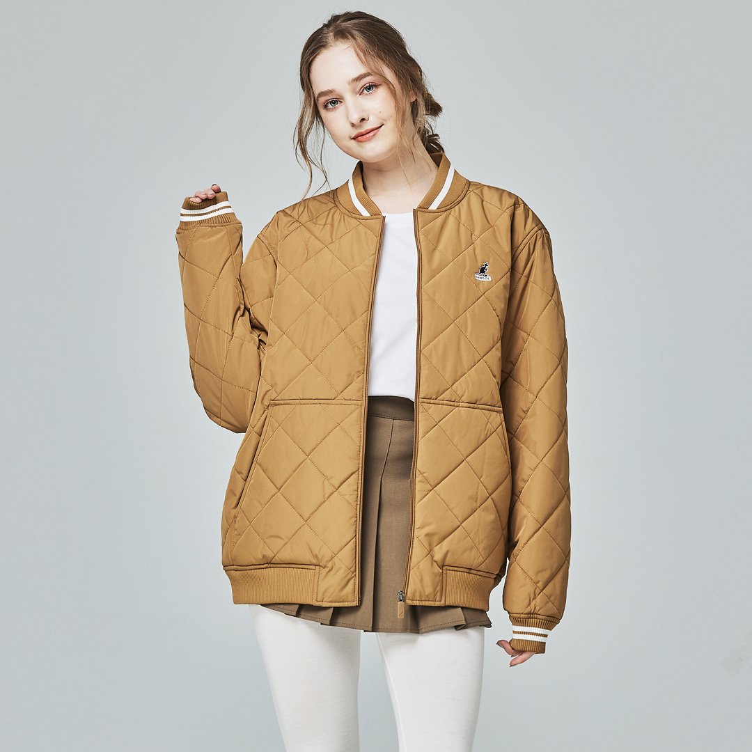 KANGOL袋鼠保暖鋪棉外套-卡其