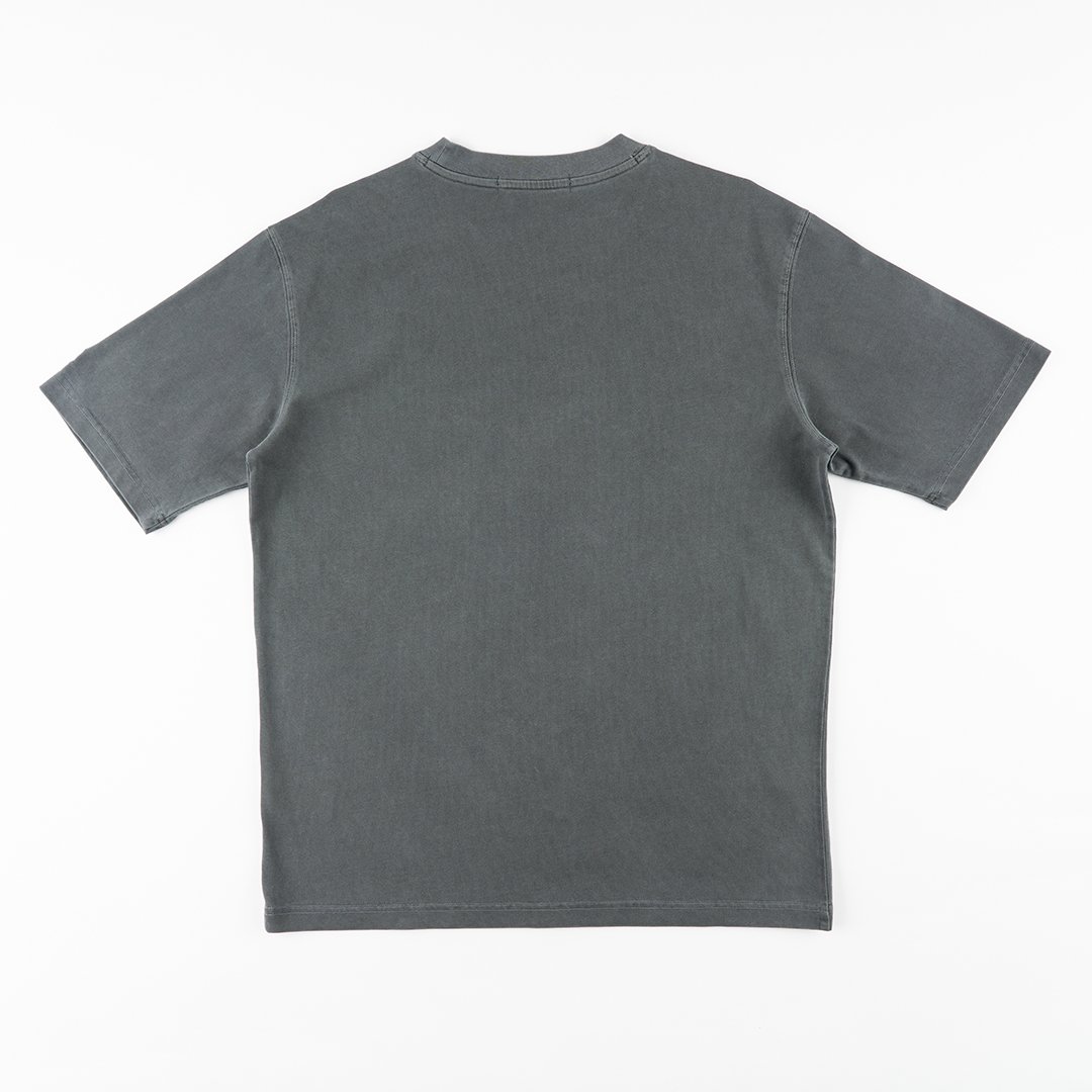 KANGOL中性寬版水洗短T-灰